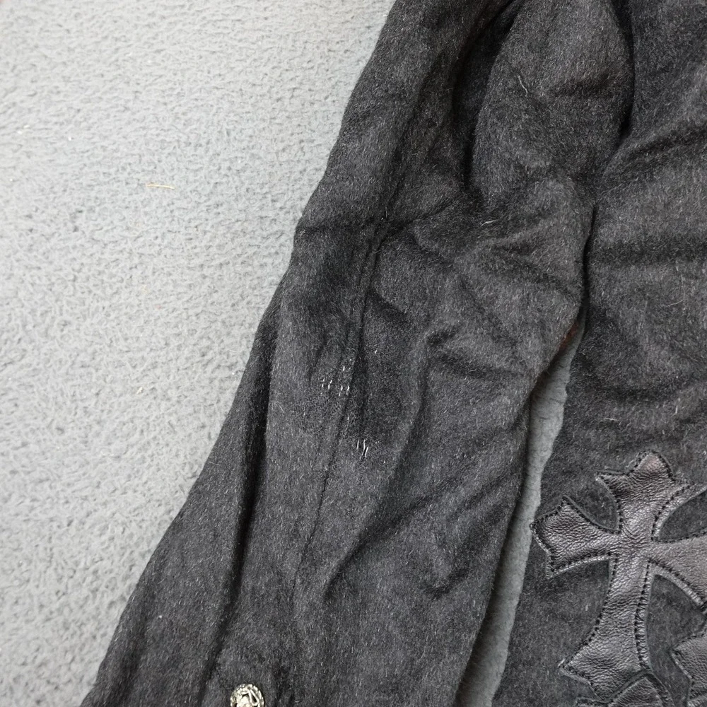 Raw-7 Royalty Blazer Mens 42 Gray Cashmere Gothic Cross Leather Jacket Rock